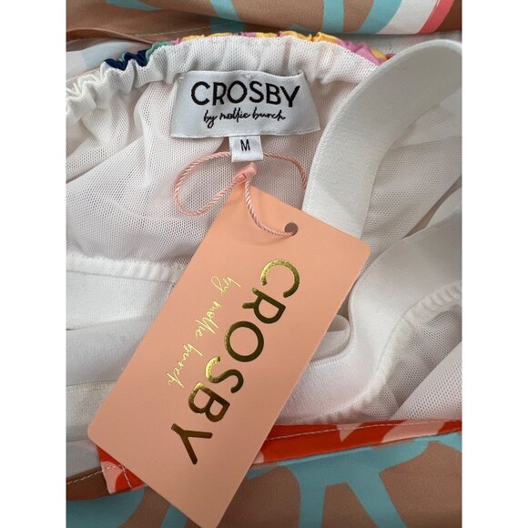 Crosby By Mollie Burch Multicolor Satin Halter Blouse Sea-Inspired Print sz Med - Picture 4 of 8